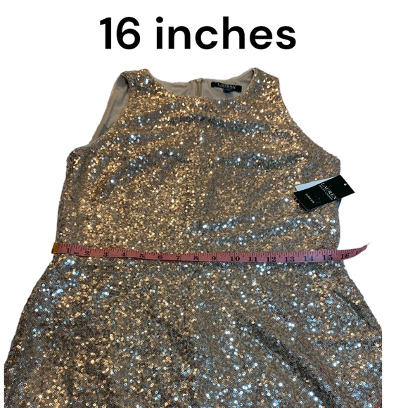 Lauren by Ralph Lauren Gold Sequence Sleeveless Dress, size 10, NWT $150 - Picture 6 of 11
